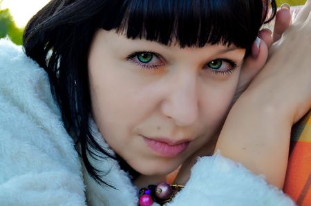 close up portraite of a beautiful  black hair girlの写真素材