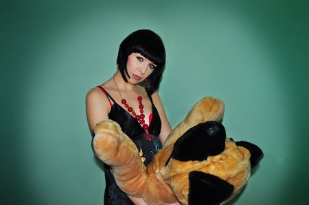 pretty woman with toyの写真素材