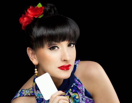 close up portrait of a pretty girl with accessoriesの写真素材