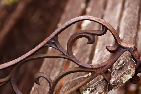 Woden chair in the park outdoorsの写真素材