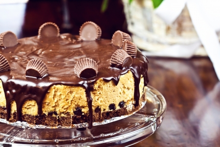 Home made chocolate peanut butter cheesecakeの写真素材