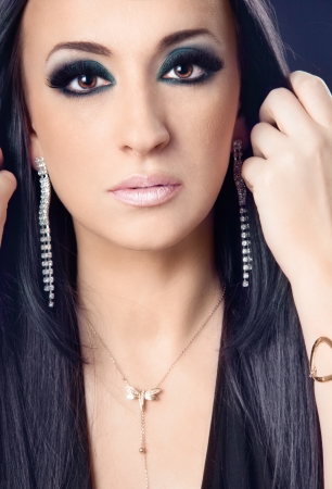 close up portrait of a pretty girl with accessoriesの写真素材