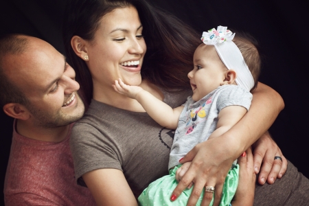 Close up pictures of a happy familyの写真素材