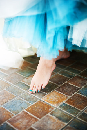 Close up of a bride's bare footの写真素材