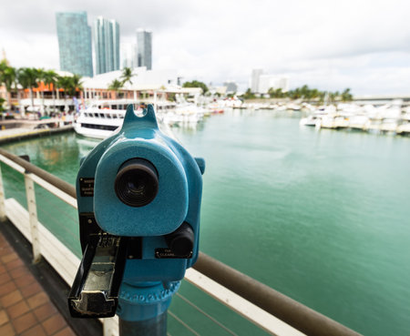 binoculars on miami skyline