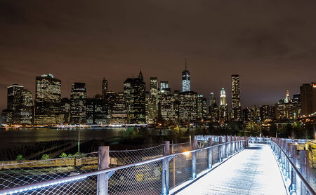 New York skyline by nightの写真素材