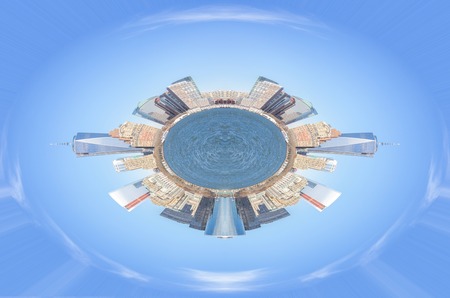 Mini planet and Manhattan skylineの写真素材