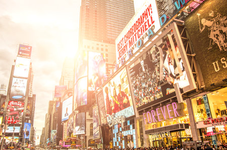 NEW YORK - DECEMBER 22, 2013: Times Square neon signboards,New York.Times Square is a symbol of New York City and the United Statesのeditorial素材