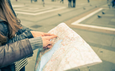 tourists with map