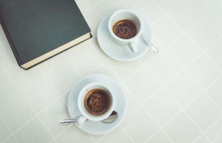minimal composition with coffee cupsの写真素材