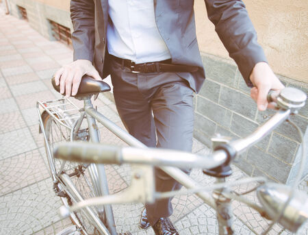 business man with his bicycleの写真素材