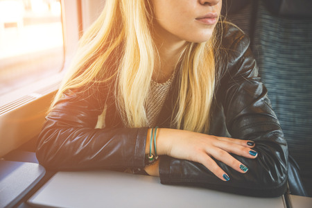 traveler on the trainの写真素材