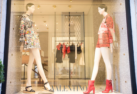 MILAN,ITALY - Valentino shop in Milan.Valentino is a world famous fashion brandのeditorial素材