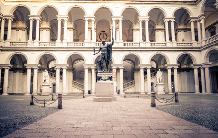 Entrance of the famous Brera University of Arts in Milan - Italyのeditorial素材