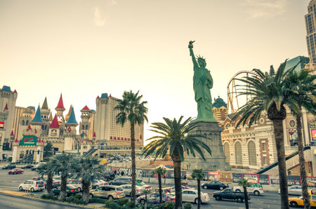 LAS VEGAS - DECEMBER 6, 2013: New York New York casino on the Strip,Las Vegas.Replica of the Statue of Liberty is 150 ft and the property opened in 1997.のeditorial素材