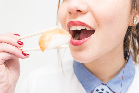 eating sushi
