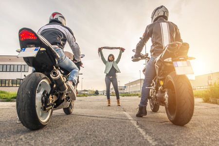 illegal race with motorbikesの写真素材