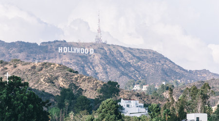 Los angeles, Hollywood,Ca. 16th october, 2015. The hollywood sign.  It is situated on Mount Lee, in the Hollywood Hills area of the Santa Monica Mountains. The sign overlooks Hollywood, Los Angeles.のeditorial素材