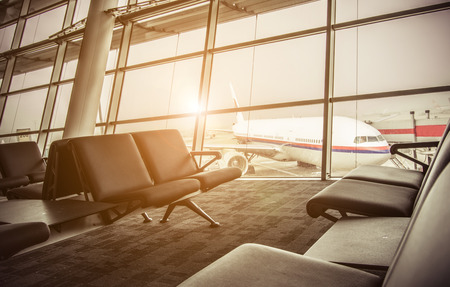 Airport terminal and airplaneの写真素材