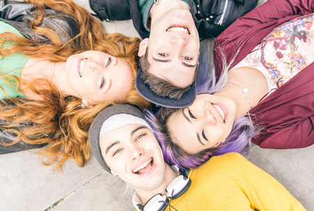 teens portrait. Group of teenagers smiling happily together