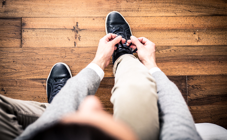 Getting ready in the morning an going to workの写真素材