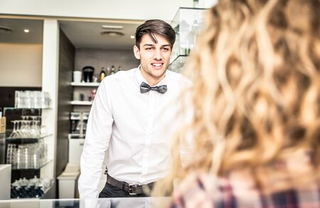 Barman with customer