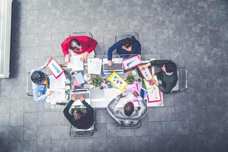Successful business team in a meeting conference room, concepts about teamwork and business - Team brainstorming in a modern start up officeの写真素材