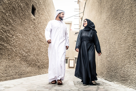 Arabic couple with traditional dressの写真素材