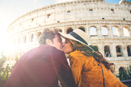 Couple of tourist on vacation in Romeの写真素材
