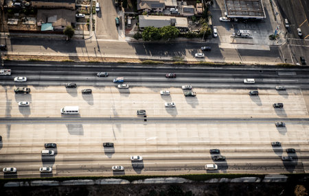 Los angeles aerial view from helicopterのeditorial素材
