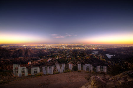 LOS ANGELES,CA, USA. September 25th,2016. The Hollywood sign. "HOLLYWOOD" is spelled out in 45-foot tall capital letters and is 350 feet long.のeditorial素材