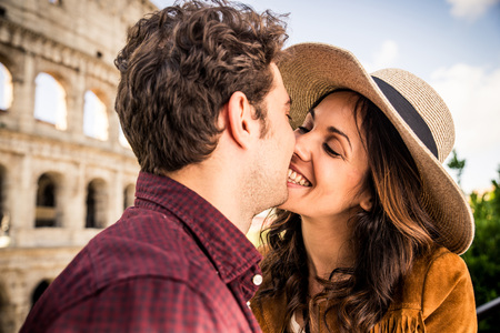 Couple of tourist on vacation in Romeの写真素材