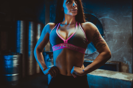 Athlete training in a gym - Functional training workoutの写真素材