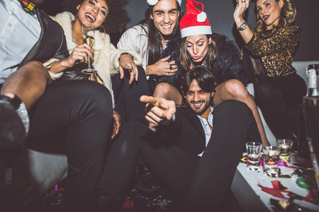 Party people celebrating in the clubの写真素材