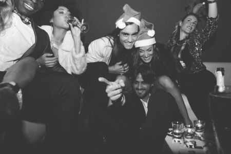 Party people celebrating in the clubの写真素材