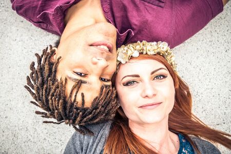 Group of friends bonding and having fun outdoorsの写真素材