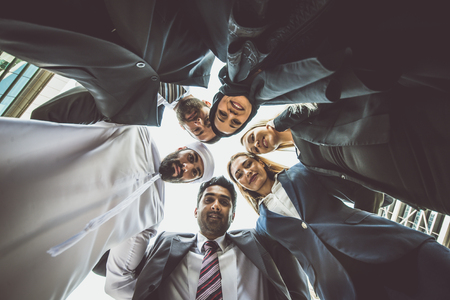 Arabic and western business people portrait. Motivational conceptの写真素材