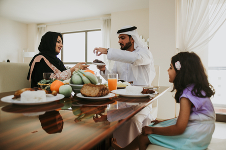 Arabic happy family lifestyle moments at homeの写真素材