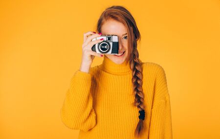 Studio portraits with red hair girl