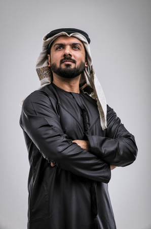 Arabic handsome man studio portraitsの写真素材