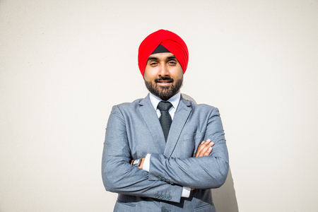 Punjabi businessman portrait outdoors - Hindi man wearing formal elegant suitの写真素材