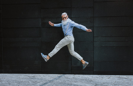 Senior hipster with stylish beard portraitsの写真素材