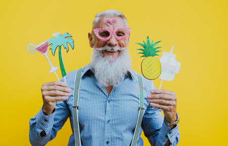 Senior hipster with stylish beard portraitsの写真素材