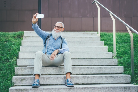 Senior hipster with stylish beard portraits