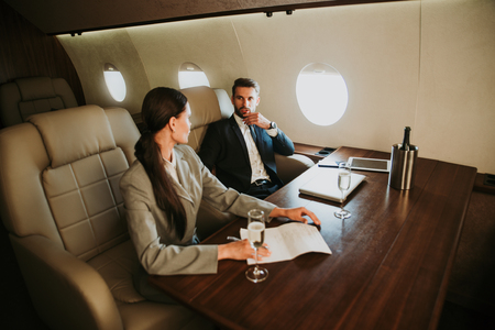 Business team on the private jetの写真素材