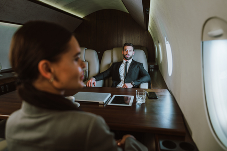 Business team on the private jetの写真素材