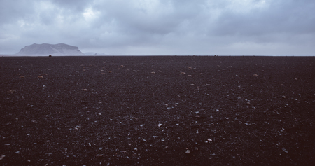 Black sand beach in Icelandの写真素材