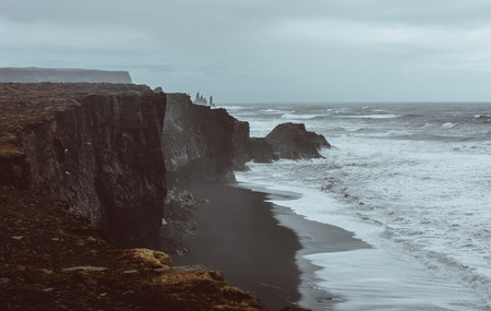 Wanderlust explorer discovering icelandic natural wondersの写真素材