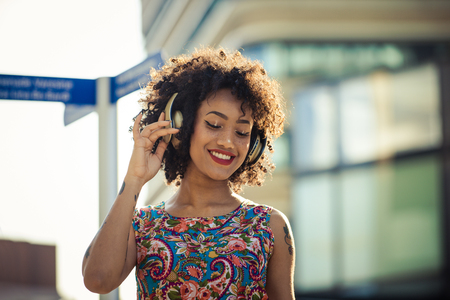 Portrait of a beautiful afroamerican young womanの写真素材