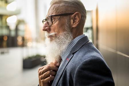 Handsome senior man portrait - Youthful and stylish man in the sixties, concepts about lifestyle,...